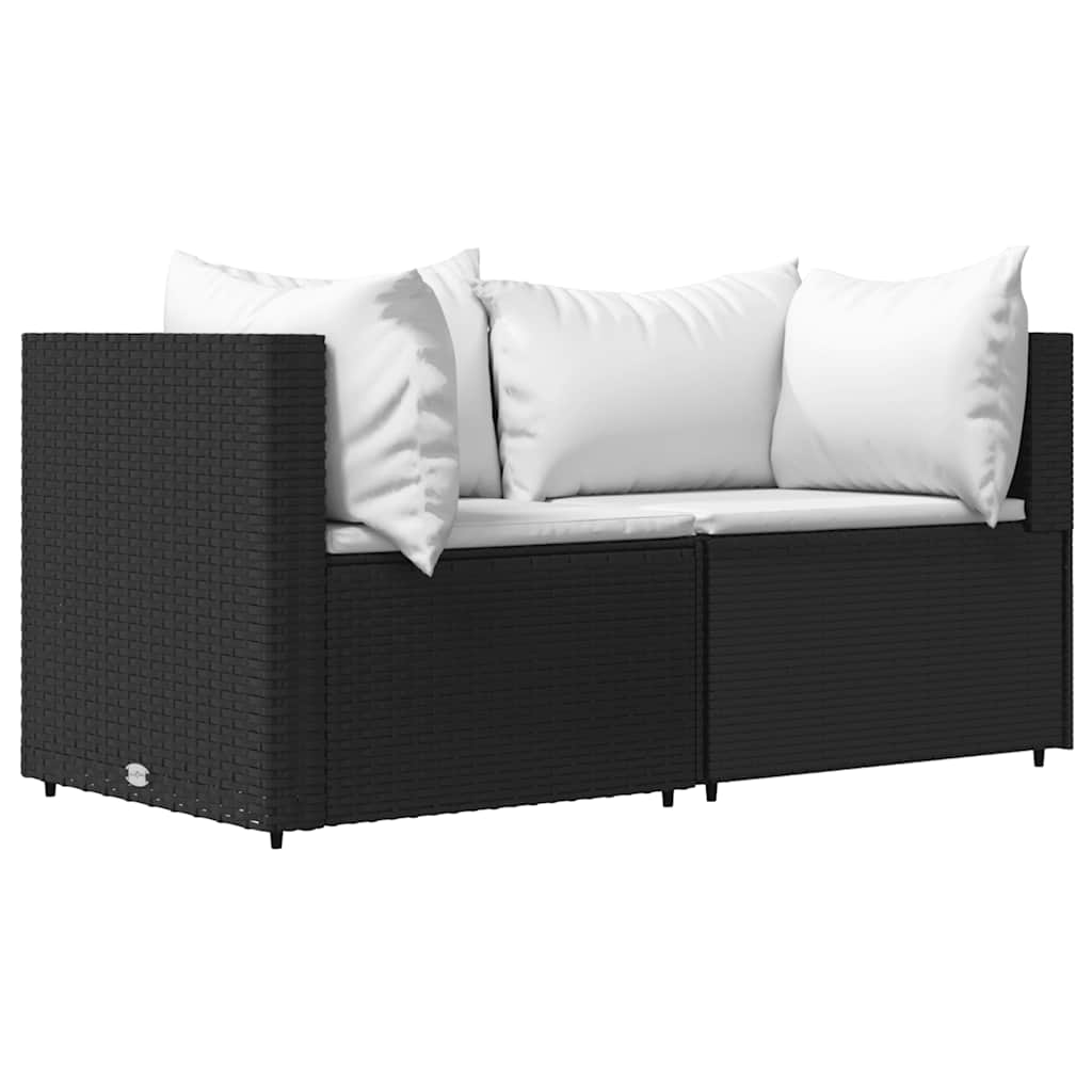 Patio Corner Sofa Black PE rattan Standard Modular