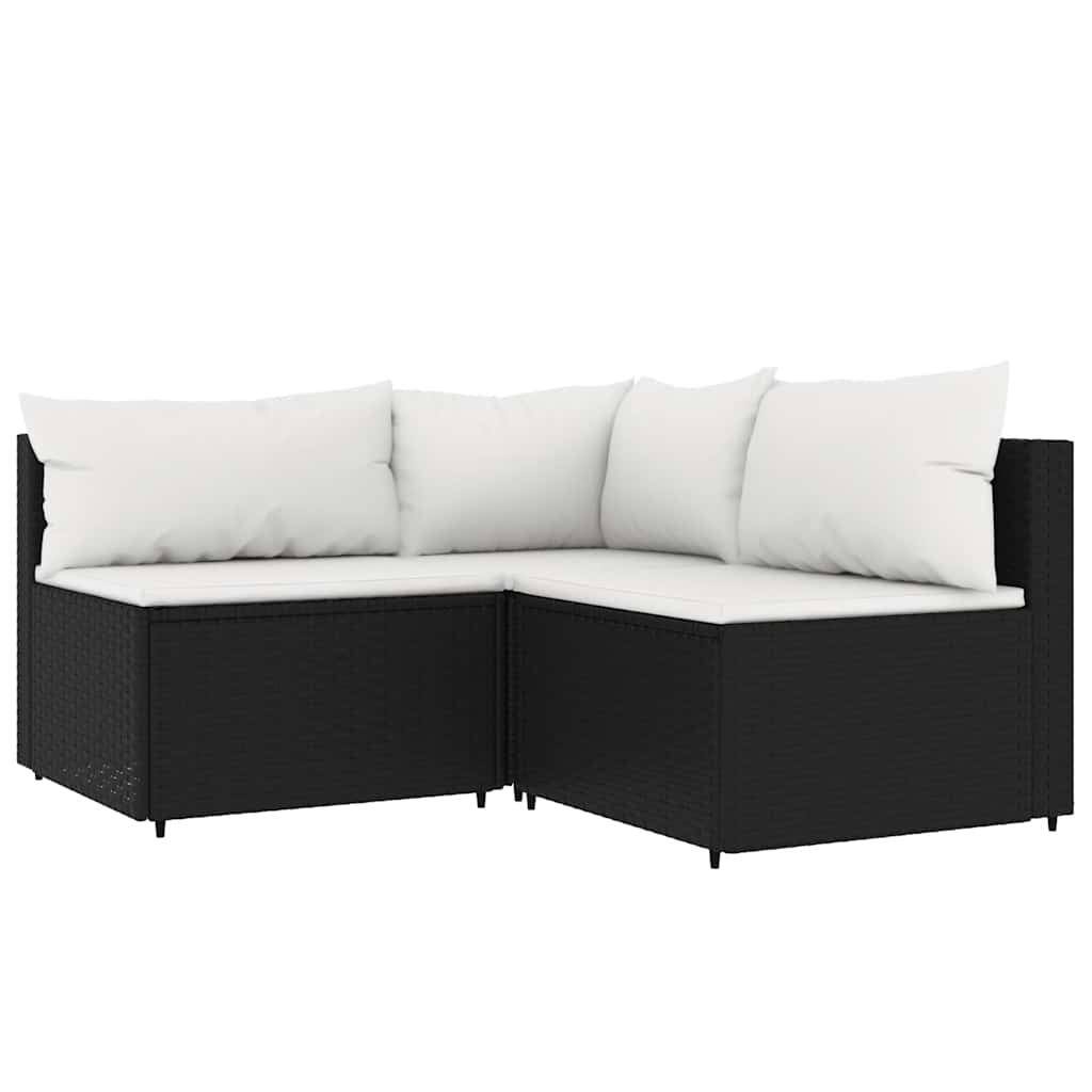 Patio Lounge Set Black PE rattan Medium Adjustable Feet