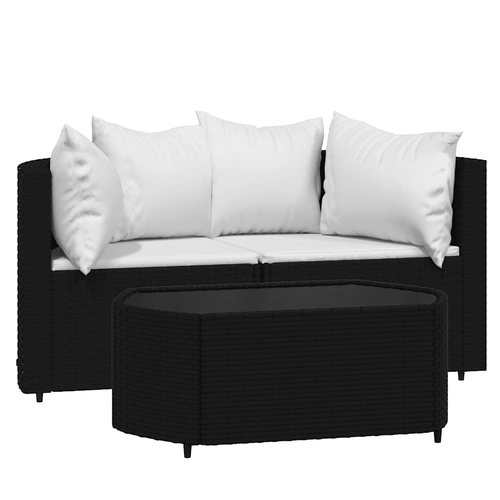 Patio Lounge Set Black, White