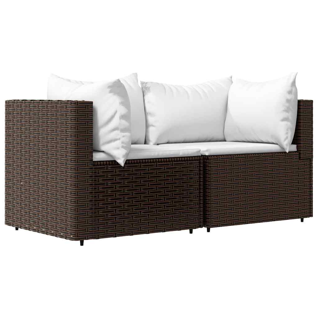 Patio Corner Sofa Brown and Cream