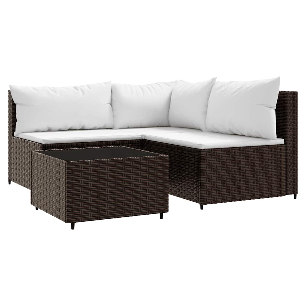 Patio Lounge Set Brown, Cream white
