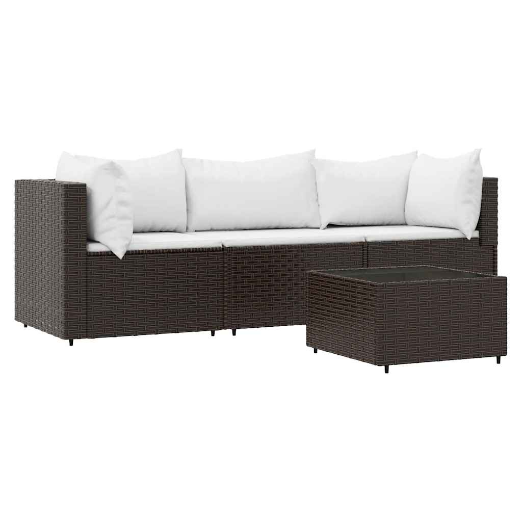 Patio Lounge Set Brown, Cream