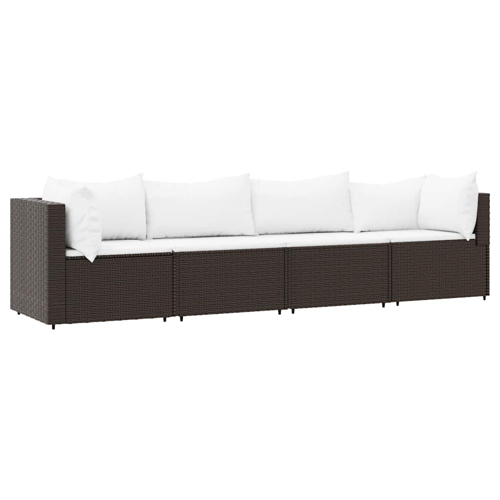 Patio Lounge Set Brown, Cream White