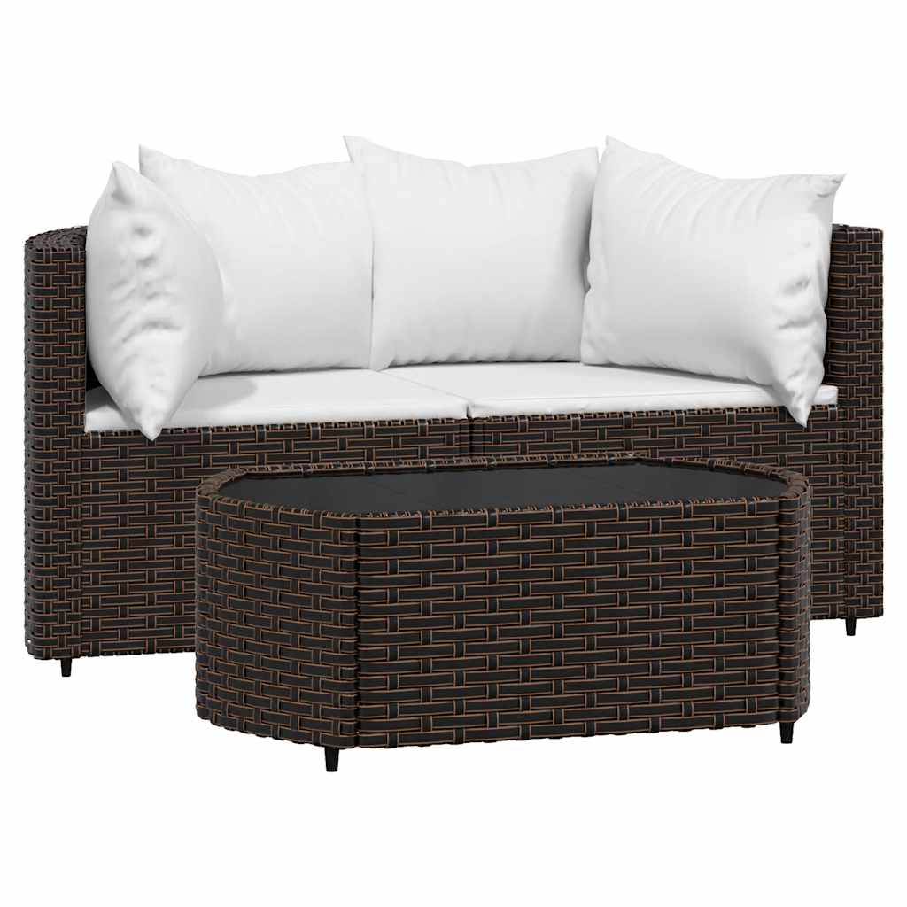 Patio Lounge Set Brown, Cream White