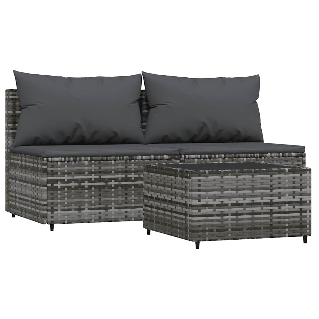 Patio Lounge Set Grey PE rattan Compact Adjustable Feet