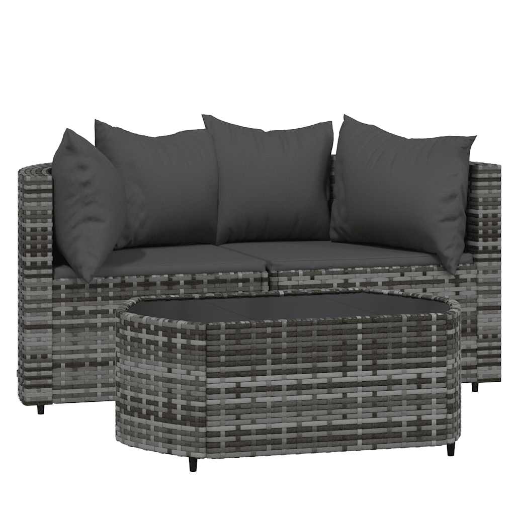 Patio Lounge Set Gray PE rattan Standard Adjustable Feet