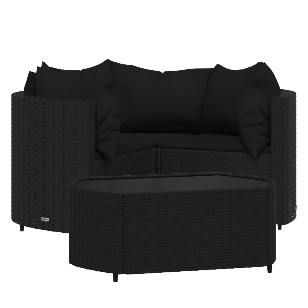 Patio Lounge Set Set of 4 Black