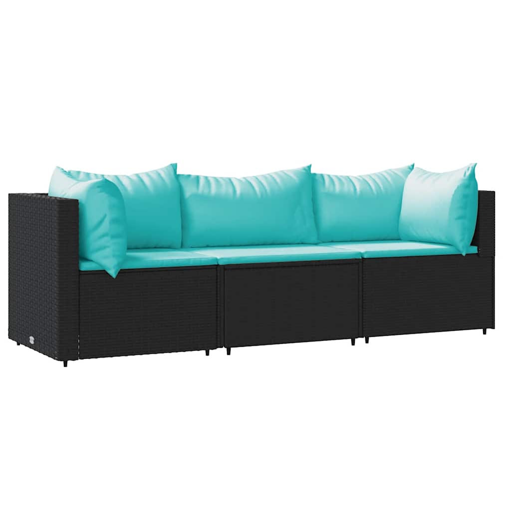 Patio Lounge Set Black, Water blue