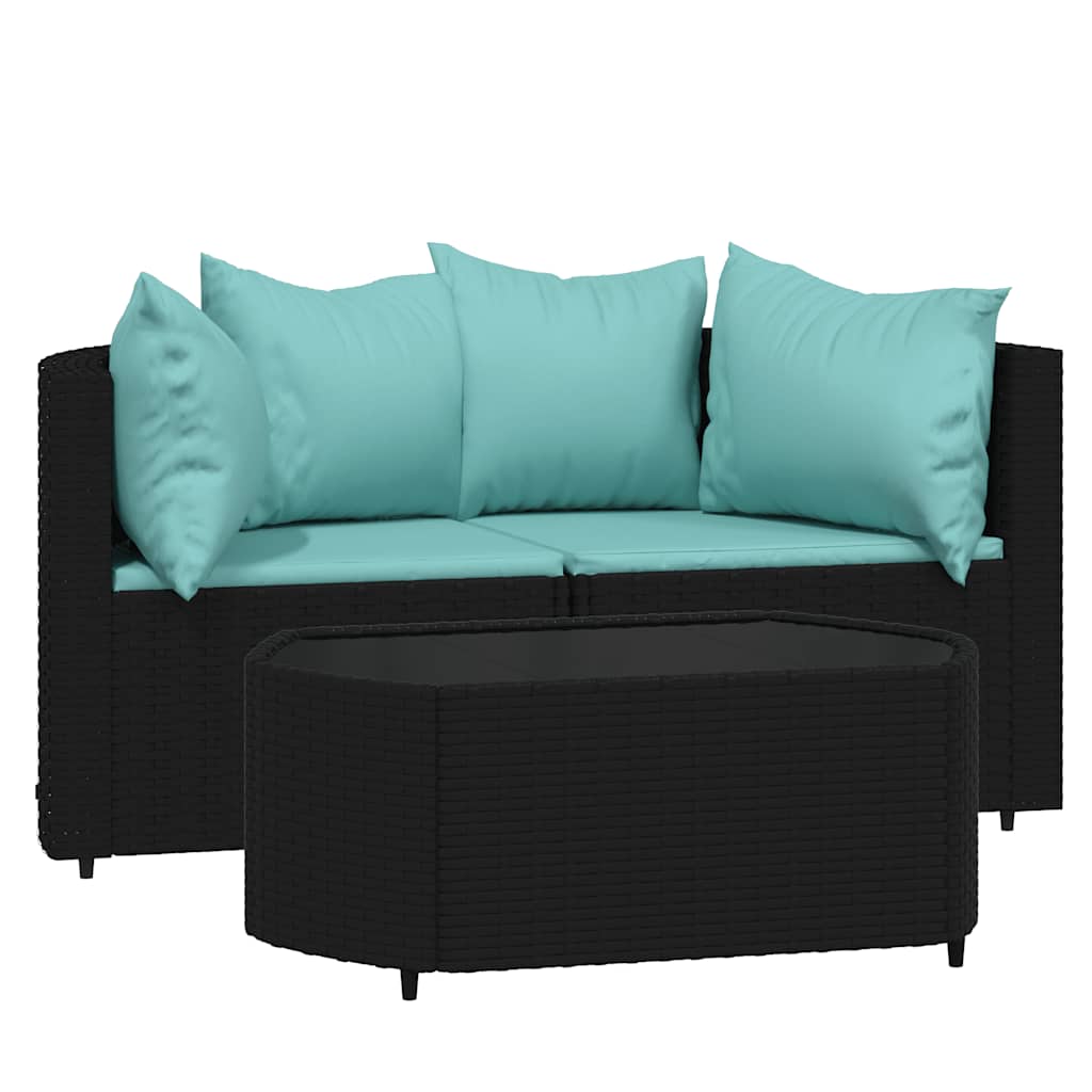 Patio Lounge Set Black, Water blue