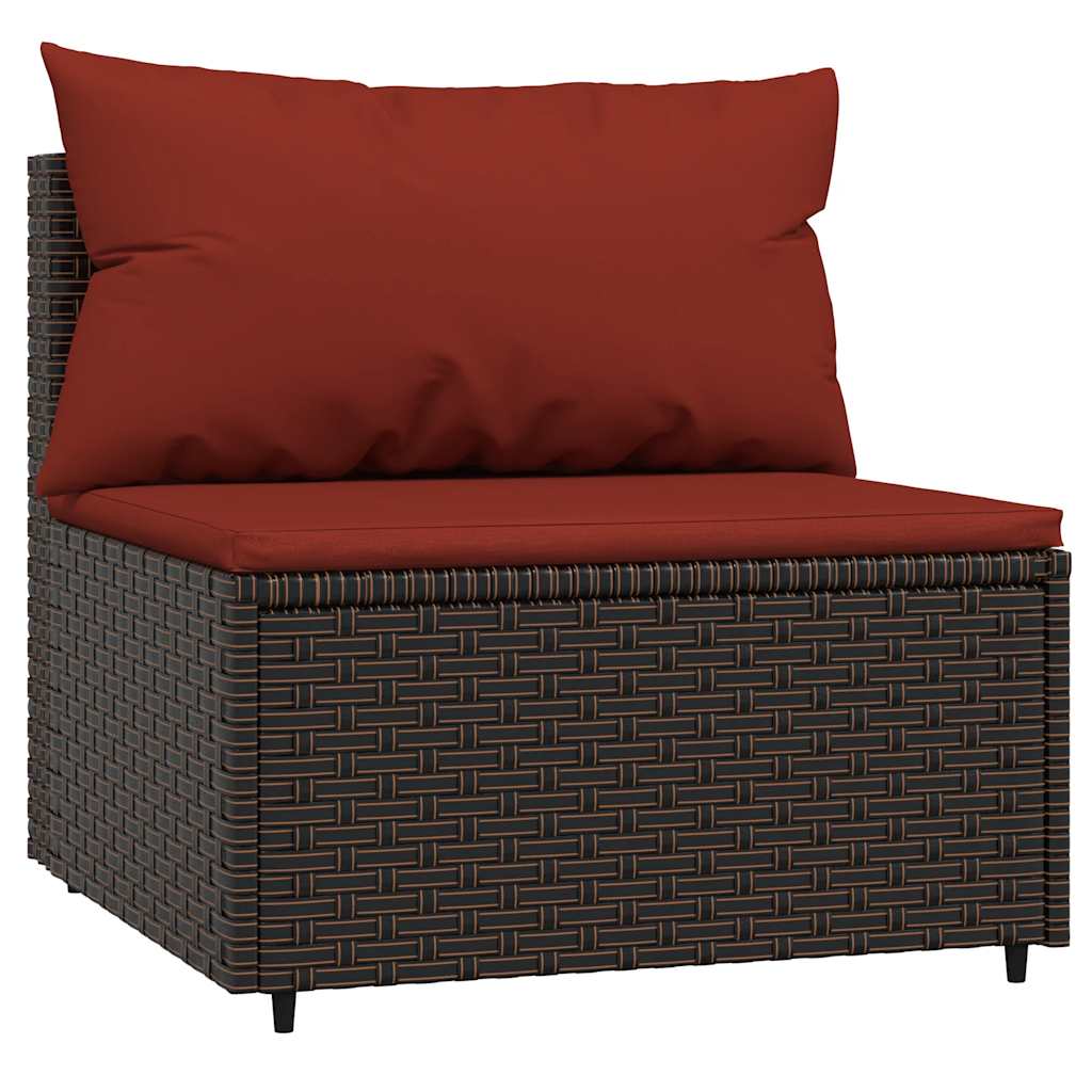 Patio Middle Sofa Brown PE rattan Medium Adjustable Feet