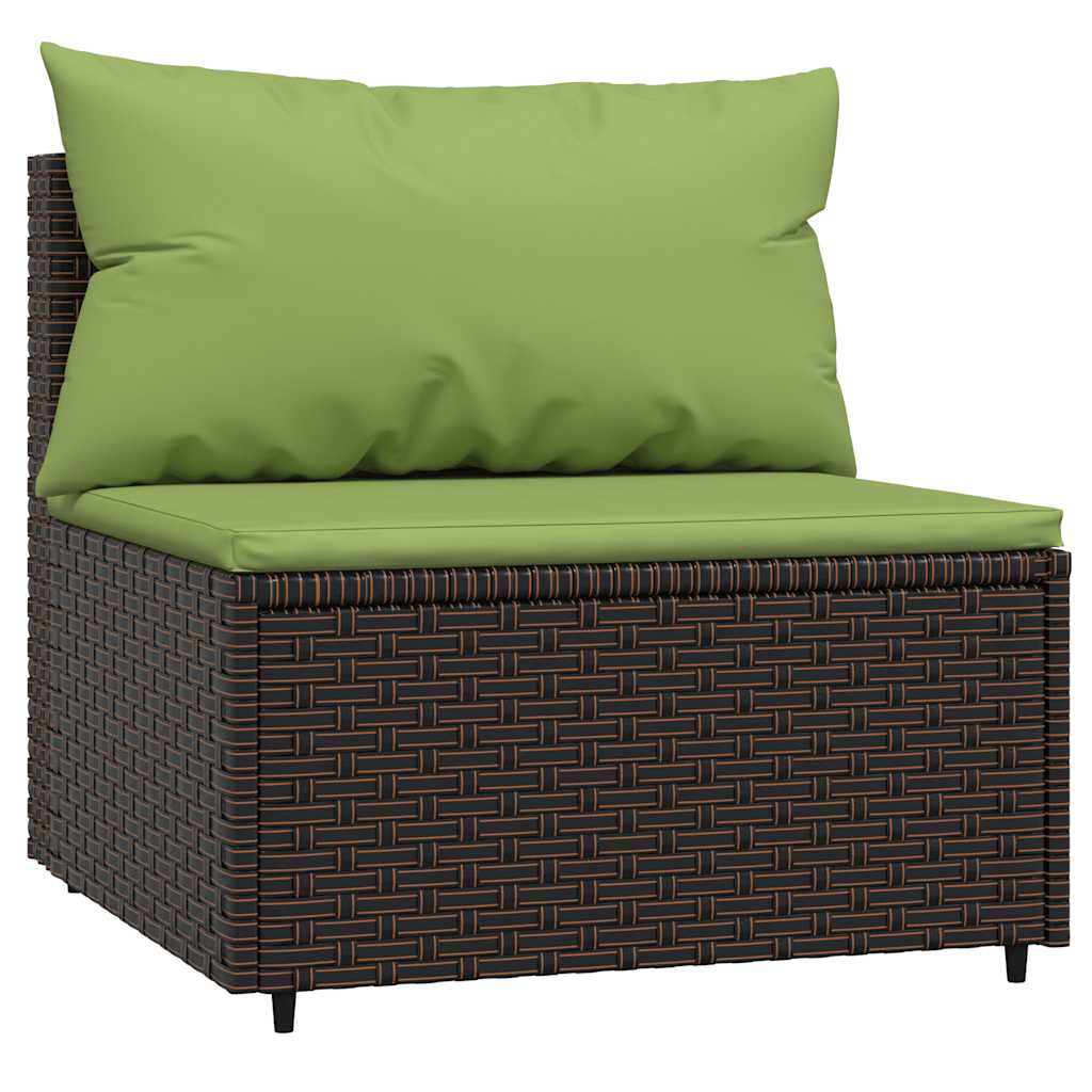 Patio Middle Sofa Brown PE rattan Medium Adjustable Feet
