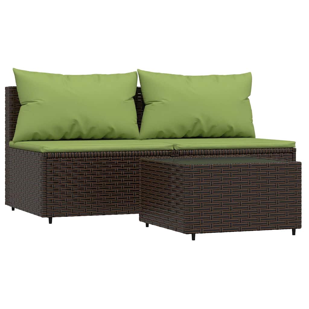 Patio Lounge Set Brown and green cushions