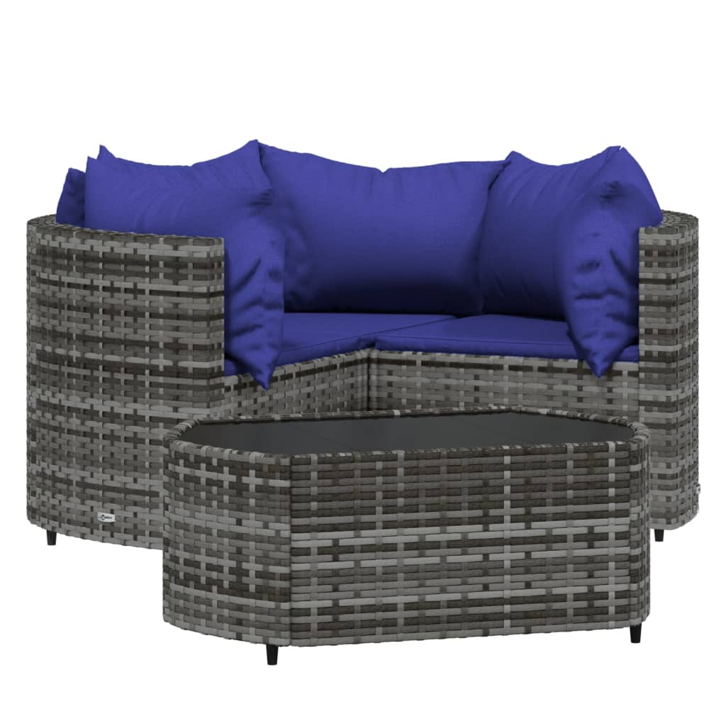 Patio Lounge Set Set of 4 Gray PE rattan 4 Piece Set