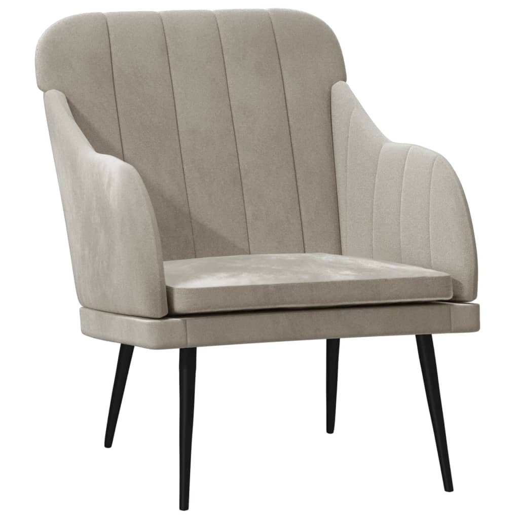 Armchair Light grey Velvet (100% polyester), metal, plywood Medium