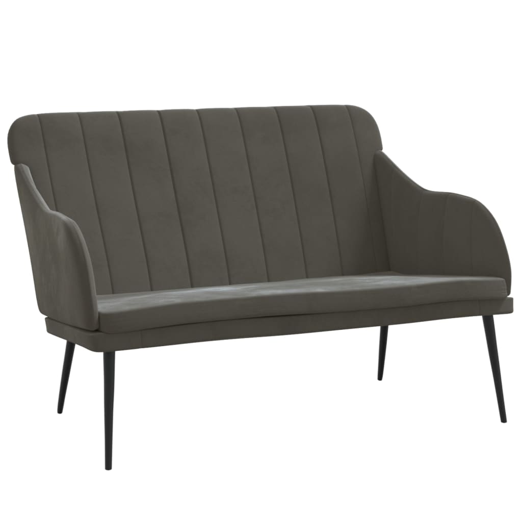 Bench Dark Gray Velvet fabric, Metal, Plywood Medium
