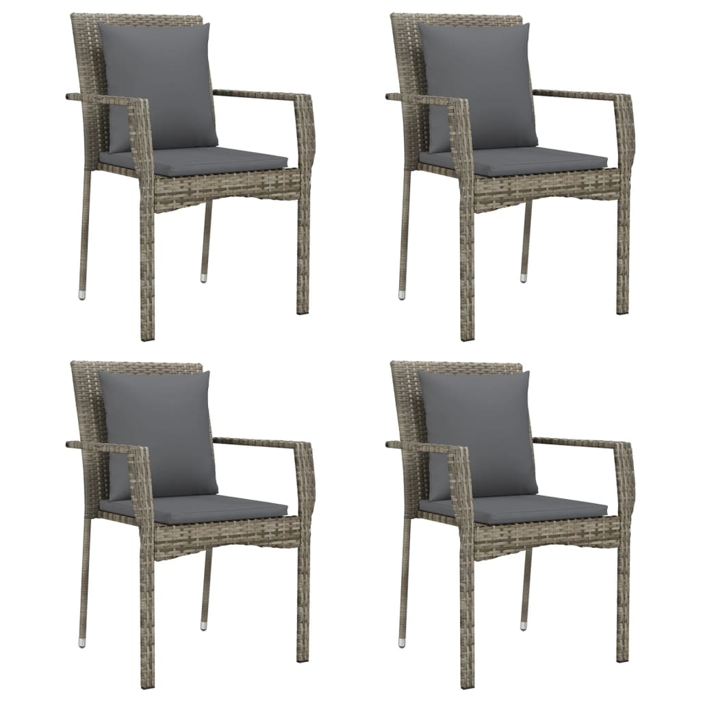 Garden Chair Grey PE rattan, powder-coated steel, polyester Medium