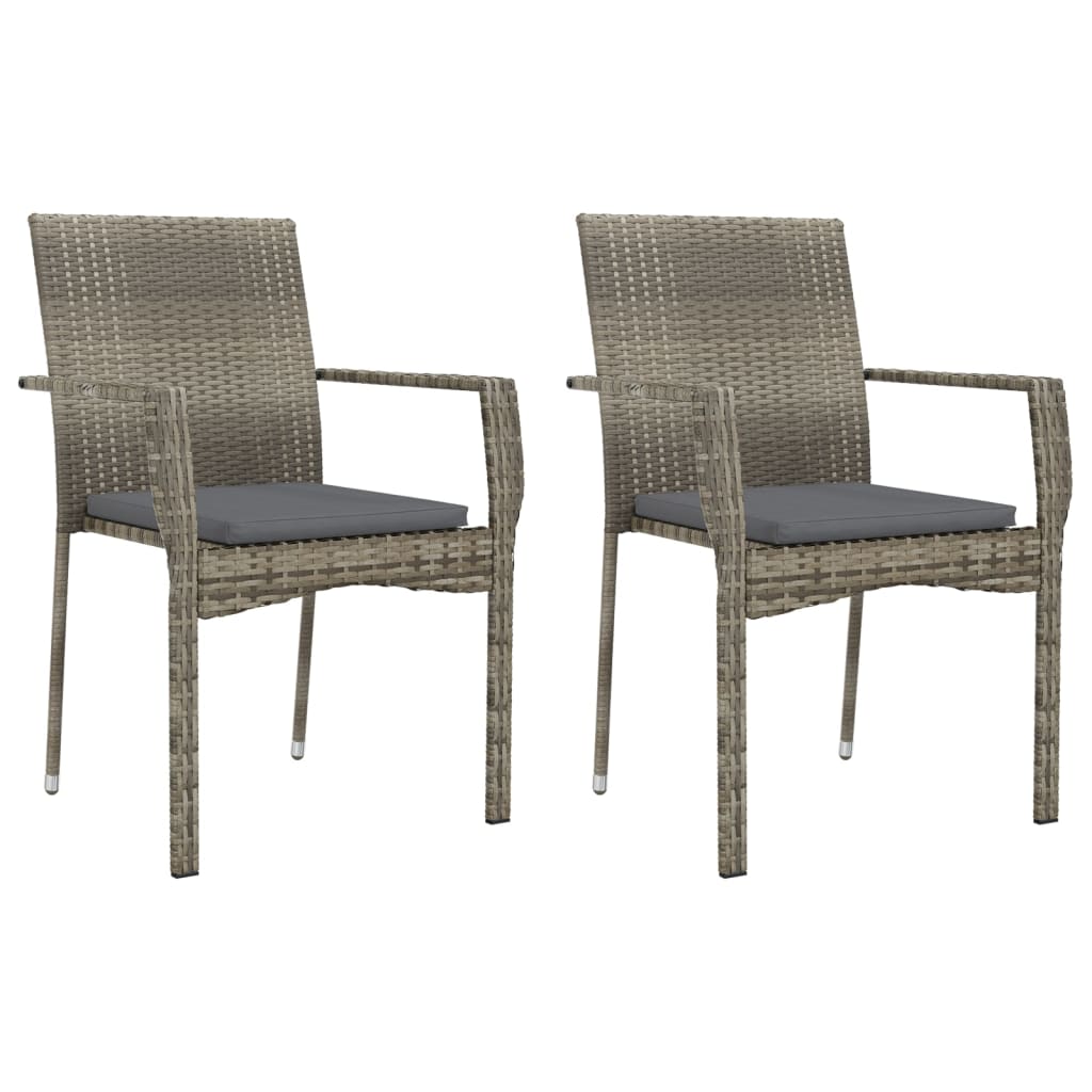 Garden Chair Set of 2 Grey PE rattan Standard Stackable