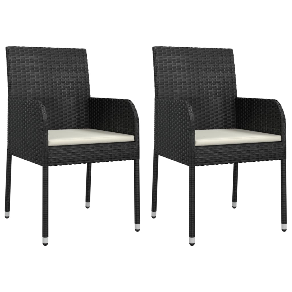 Garden Chair Set of 2 Black Poly Rattan Standard Durable