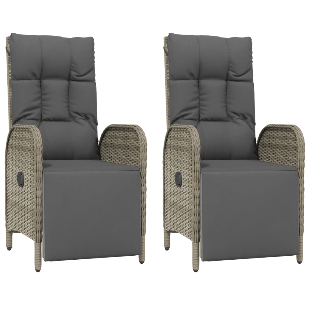 Outdoor Reclining Chair Set of 2 Grey