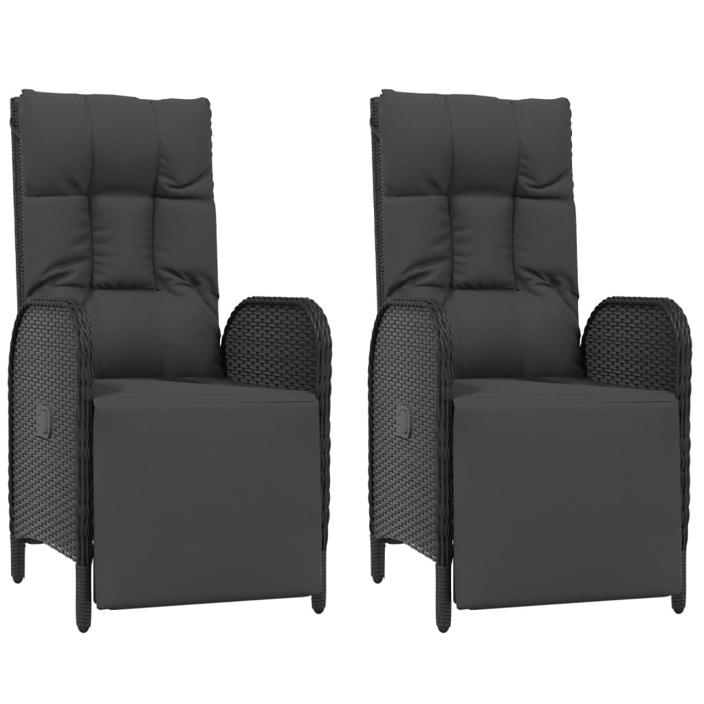 Outdoor Reclining Chair Set of 2 Black