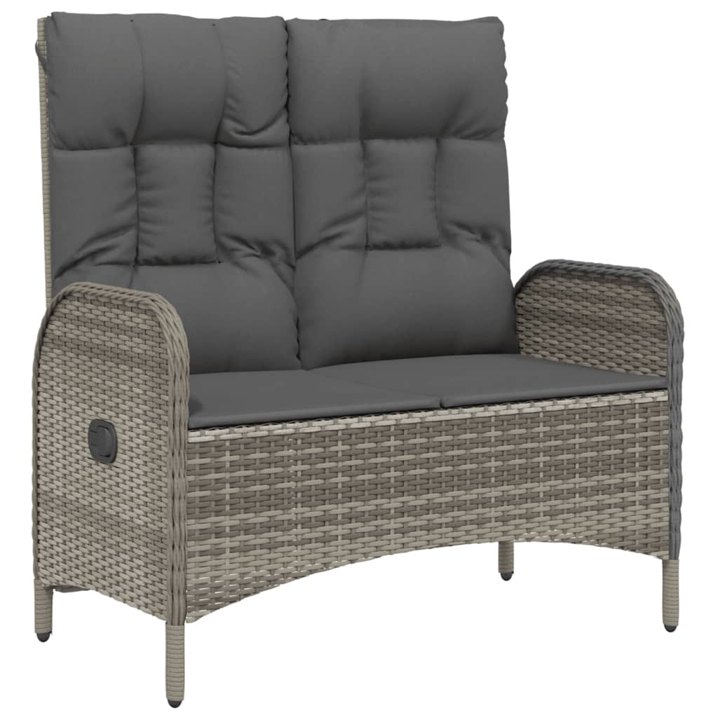 Reclining Garden Bench Grey PE rattan 42.1 in wide