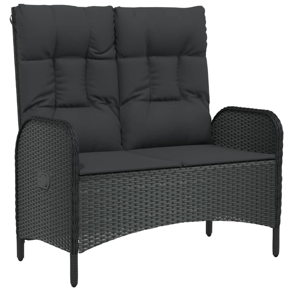 Reclining Garden Bench Black, Black