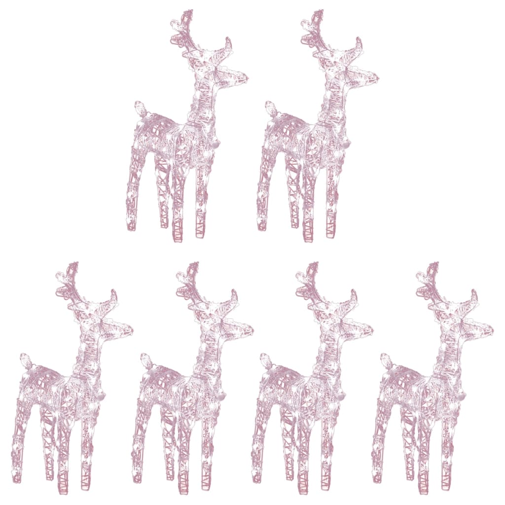 Christmas Reindeer Set of 6 Warm White Acrylic Medium