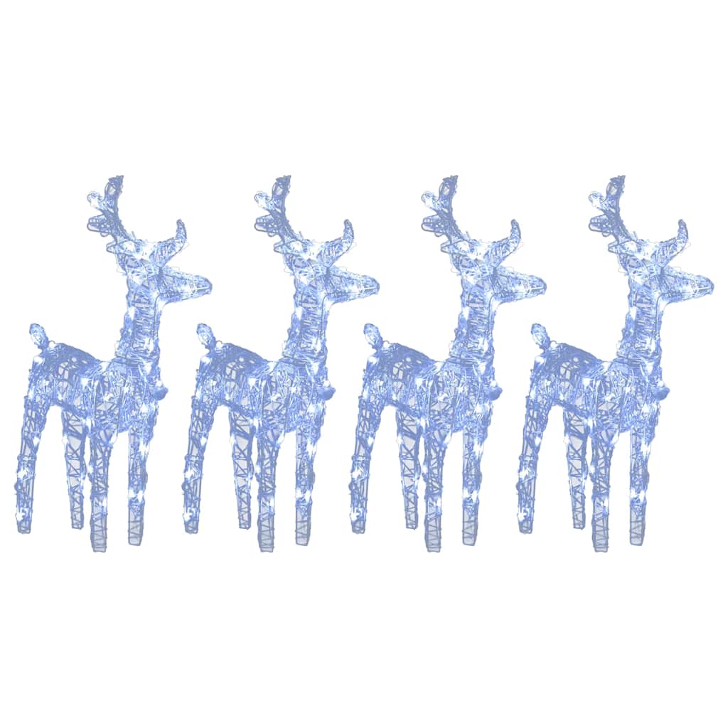 Christmas Reindeer Set of 4 Cold White Acrylic Medium