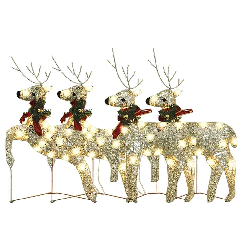Christmas Reindeer Set of 4 Gold Mesh, Metal Medium