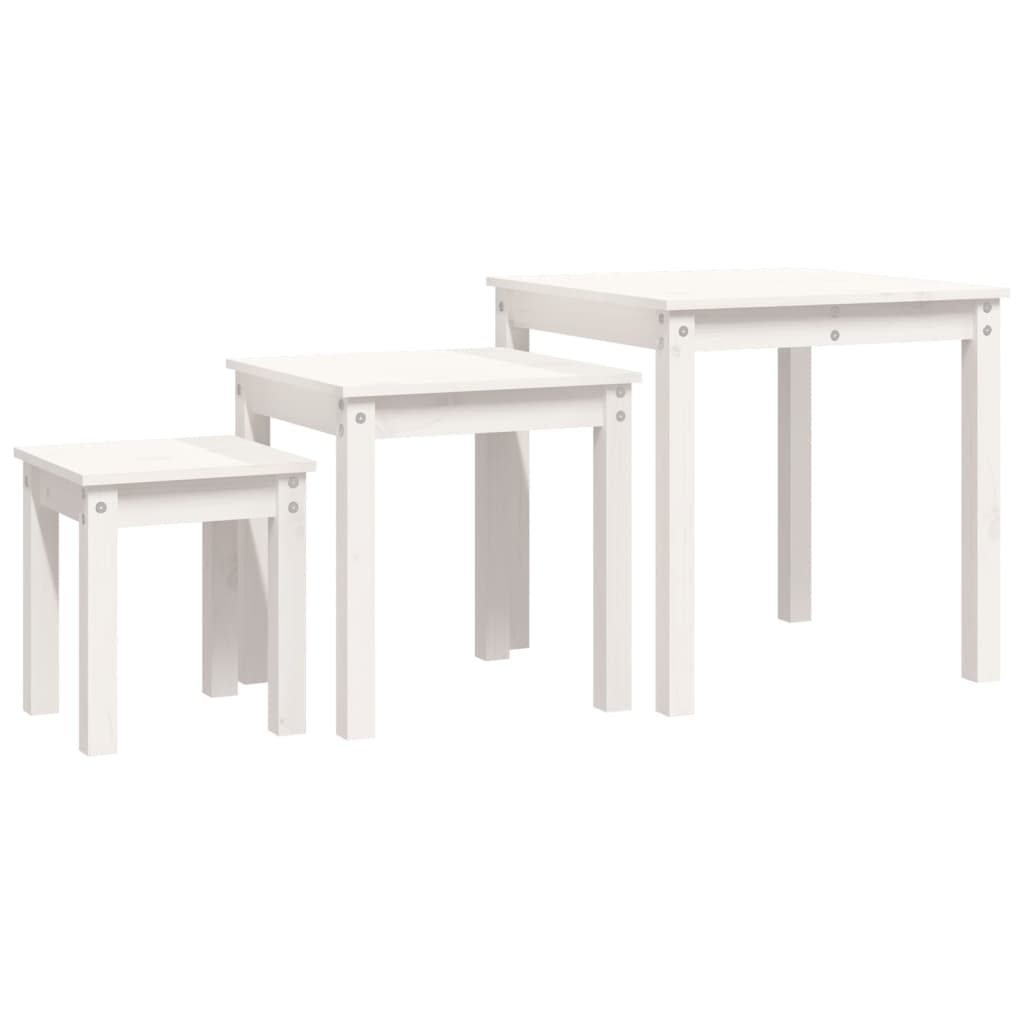 Nesting Table White Solid pine wood Small Stackable
