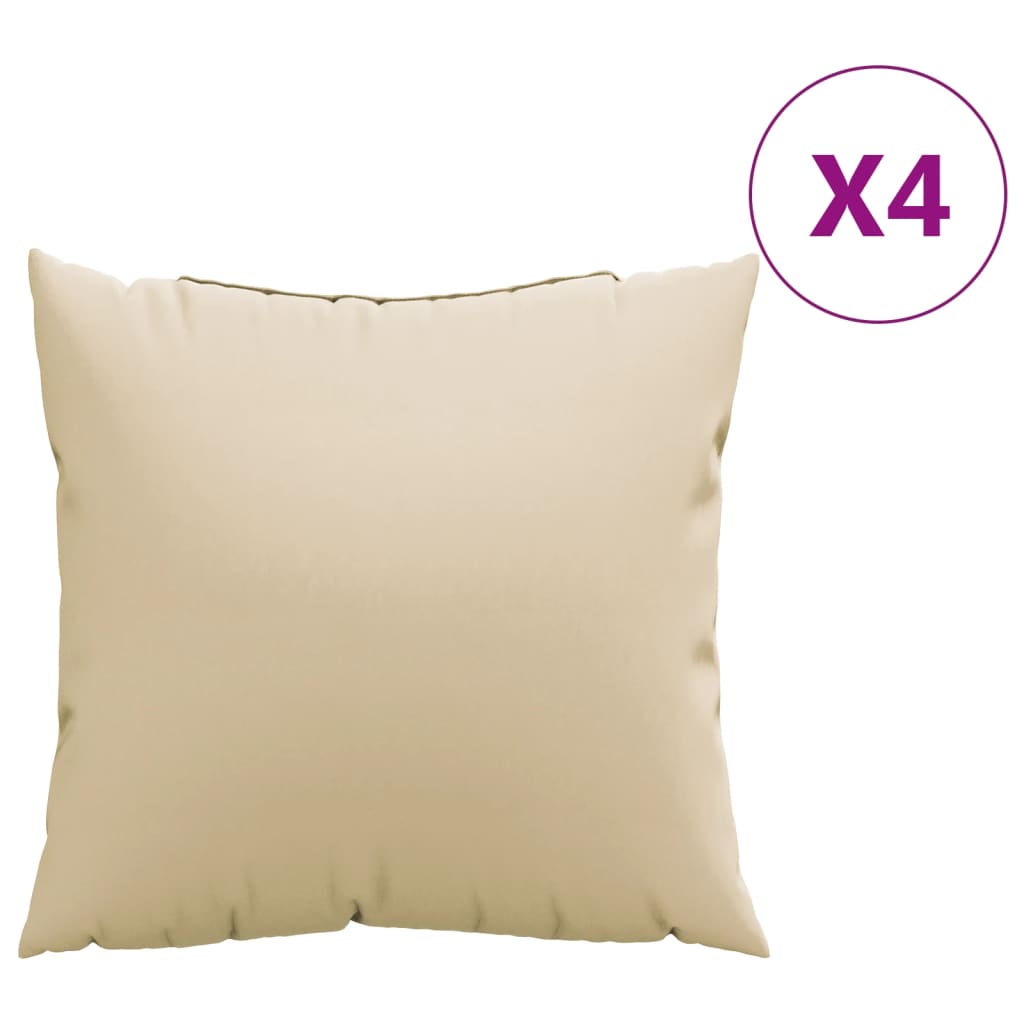 Sofa Cushion Set of 4 Beige Polyester Large Water-Resistant