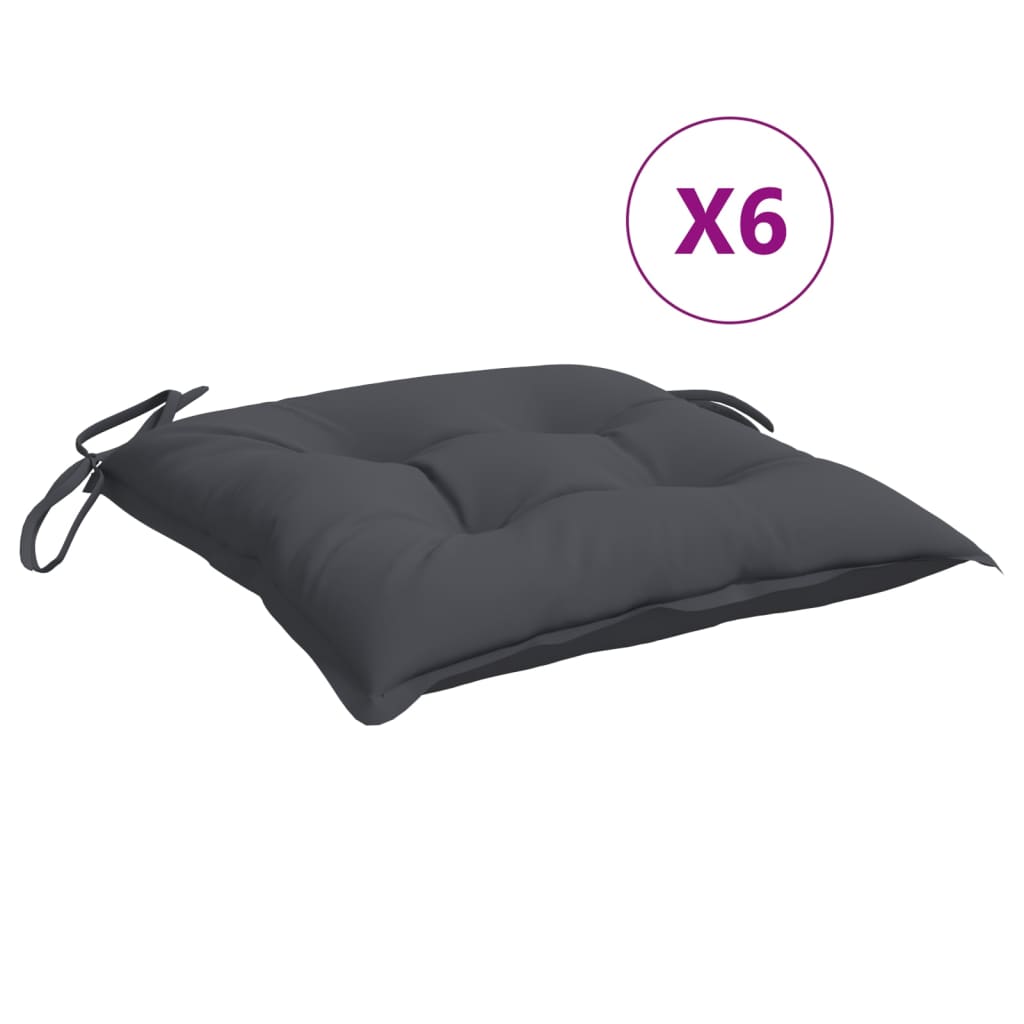 Chair Cushion Set of 6 Anthracite Oxford fabric (100% polyester)
