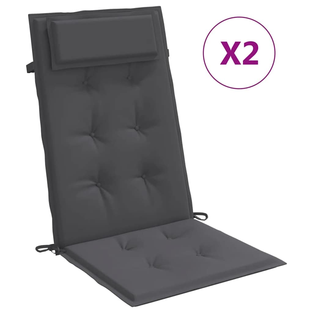 Highback Chair Cushion Set of 2 Anthracite
