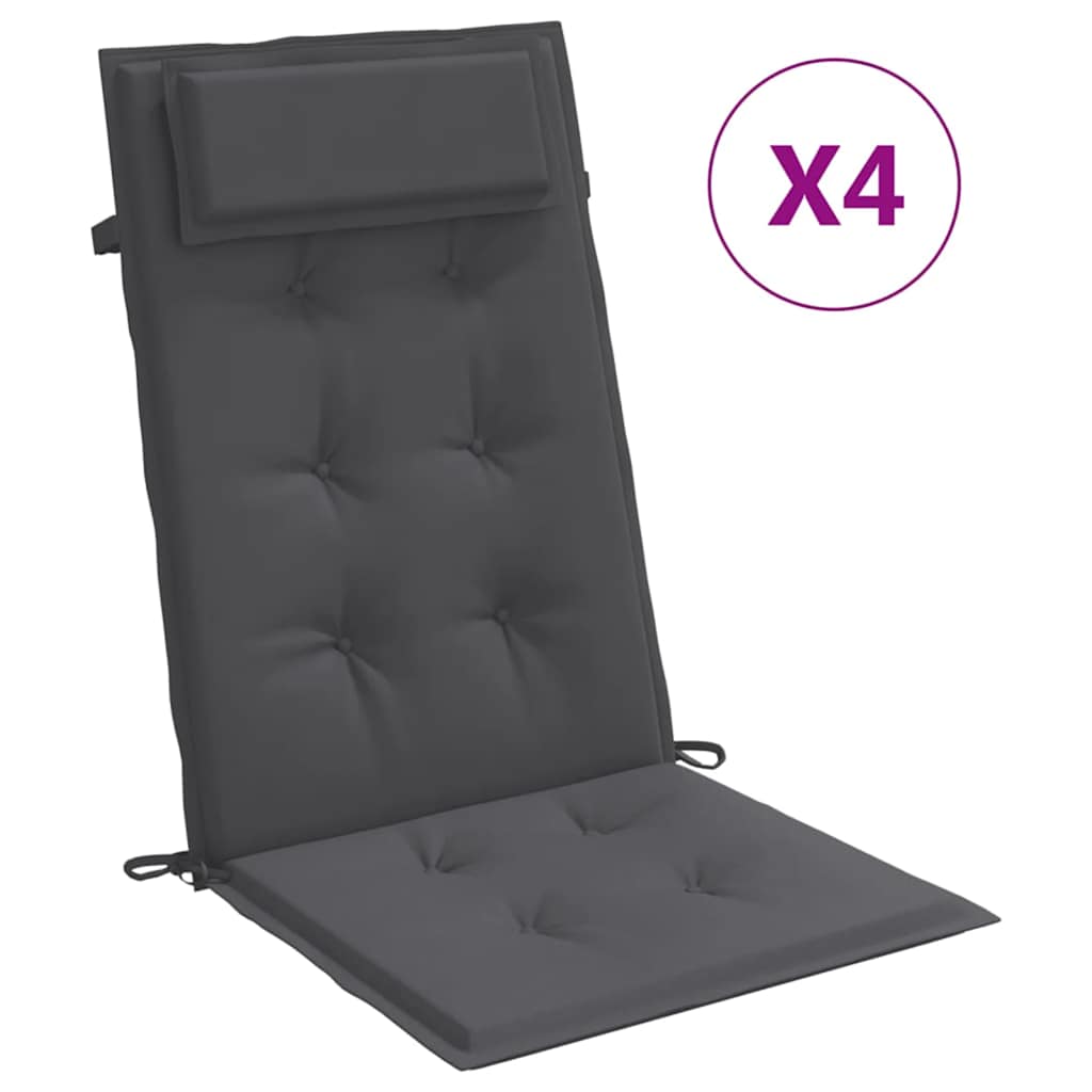 Highback Chair Cushion Set of 4 Anthracite