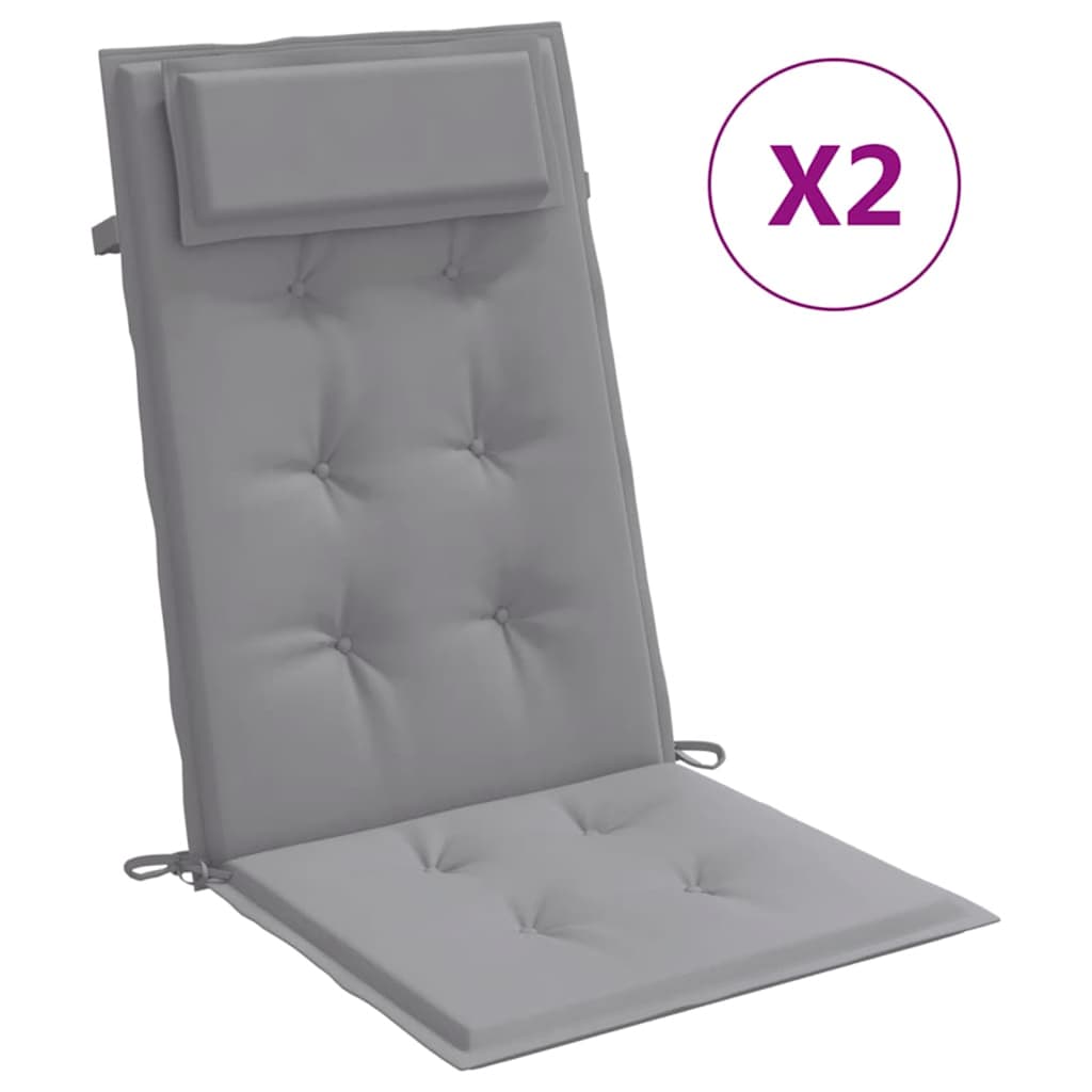 Highback Chair Cushion Set of 2 Grey Oxford fabric (100% polyester)