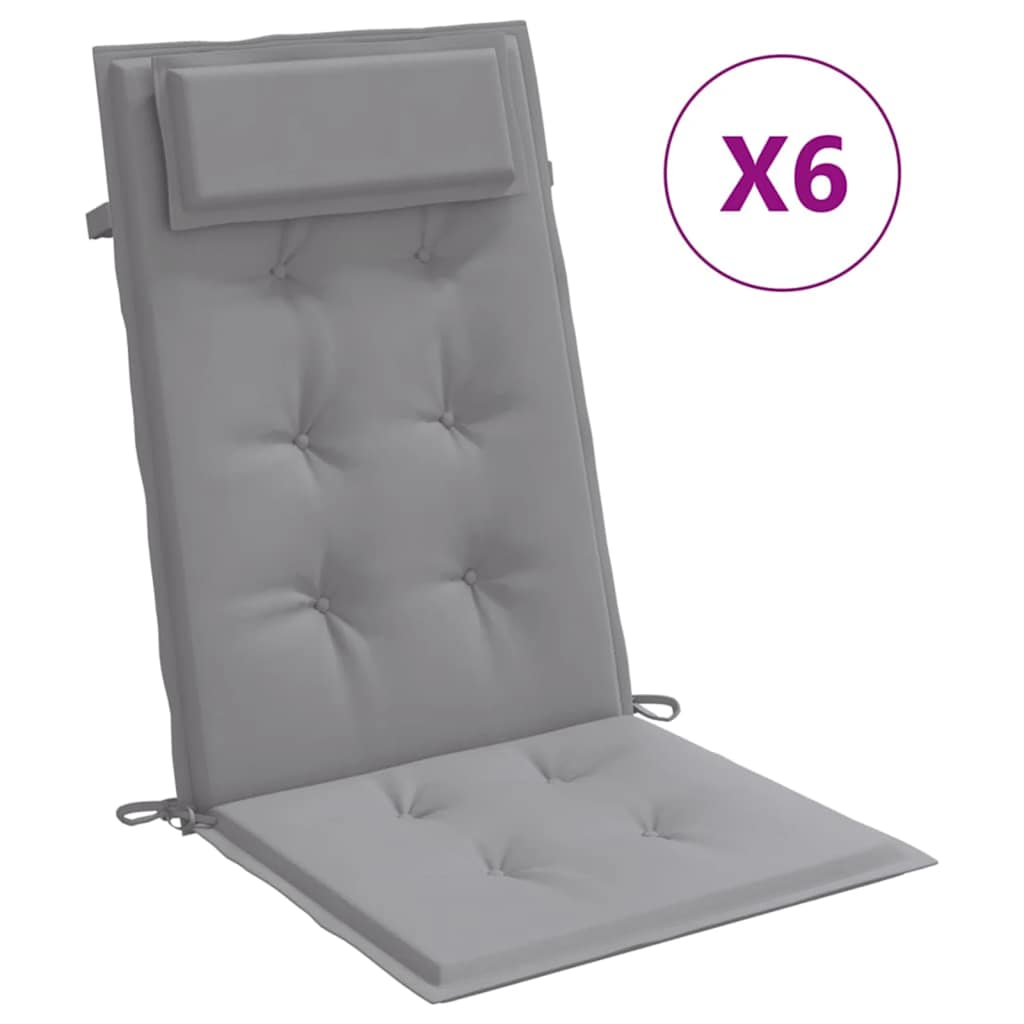 Highback Chair Cushion Set of 6 Grey Oxford fabric (100% polyester)