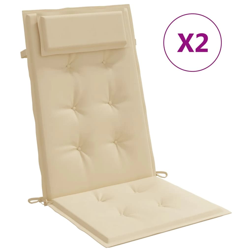 Highback Chair Cushion Set of 2 Beige