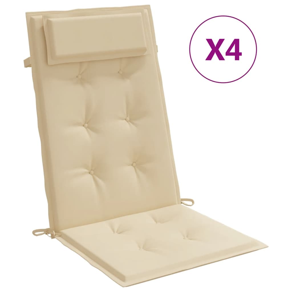 Highback Chair Cushion Set of 4 Beige