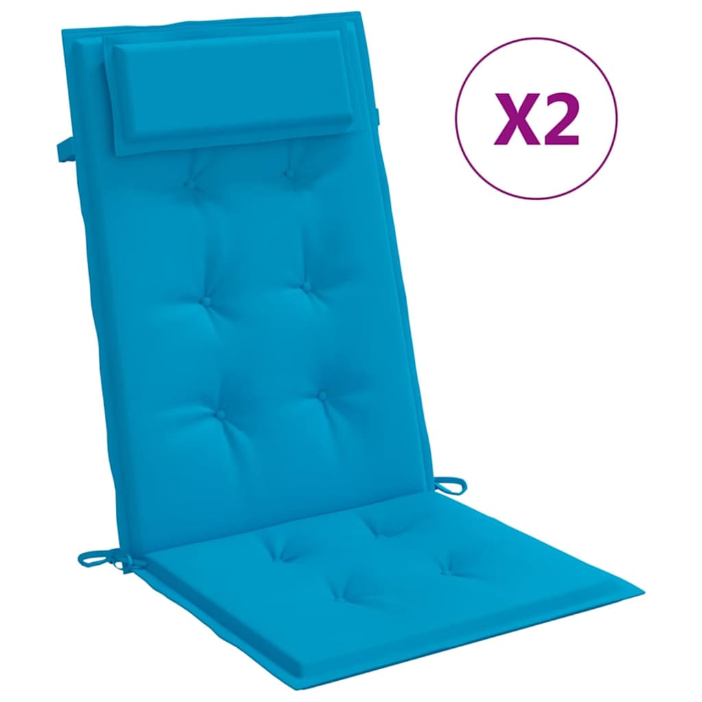 Highback Chair Cushion Set of 2 Light Blue