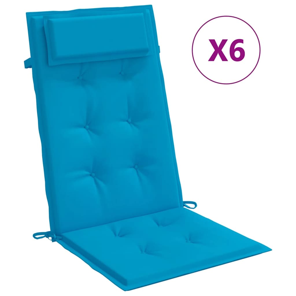 Highback Chair Cushion Set of 6 Light blue