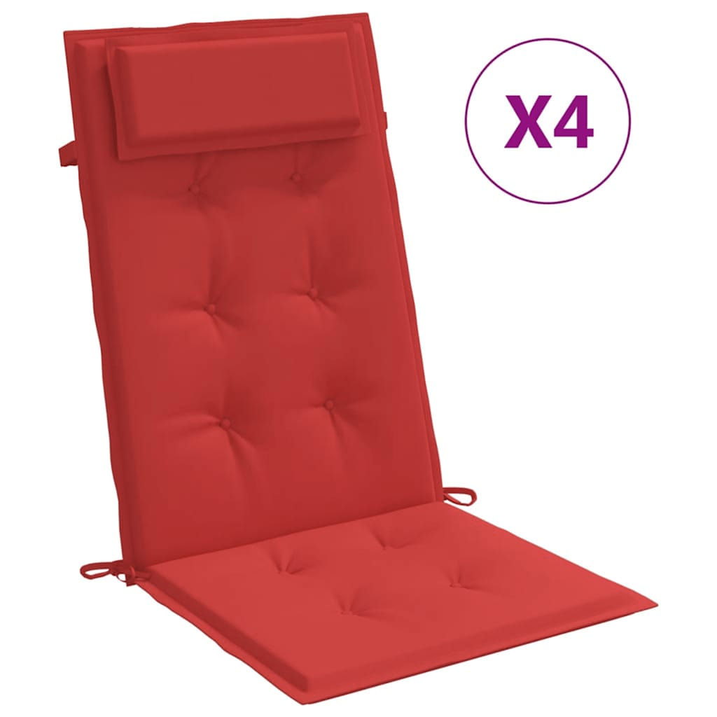 Highback Chair Cushion Set of 4 Red Oxford fabric (100% polyester)