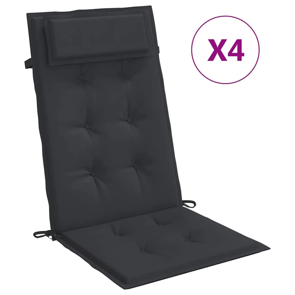 Highback Chair Cushion Set of 4 Black