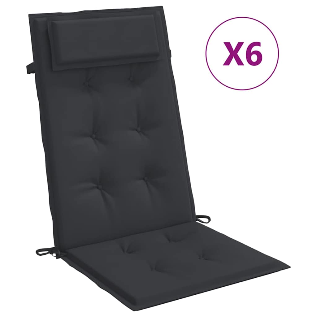 Highback Chair Cushion Set of 6 Black
