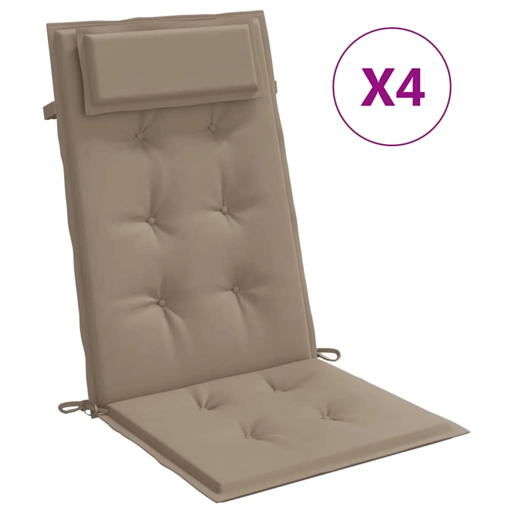 Highback Chair Cushion Set of 4 Taupe