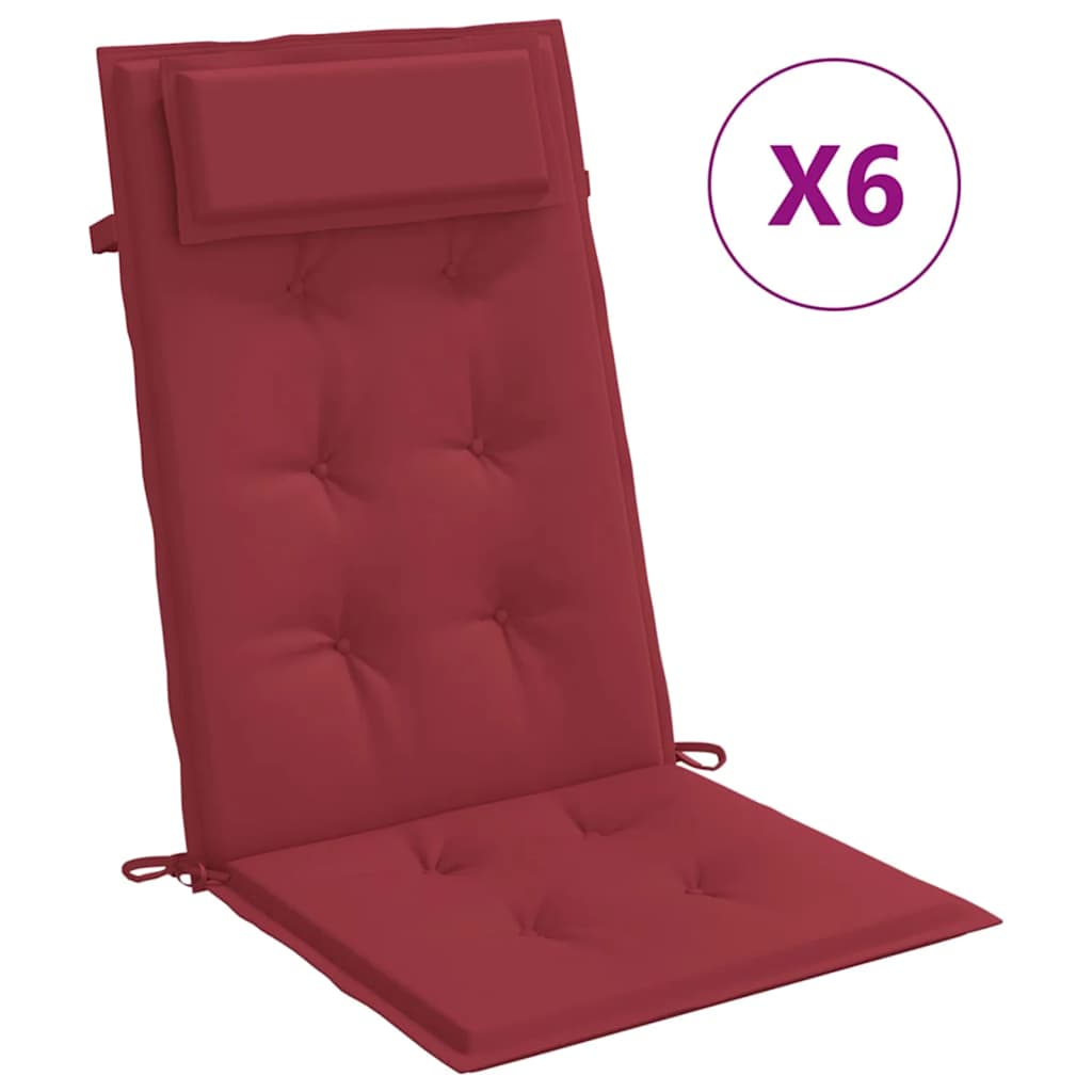 Highback Chair Cushion Set of 6 Wine Red