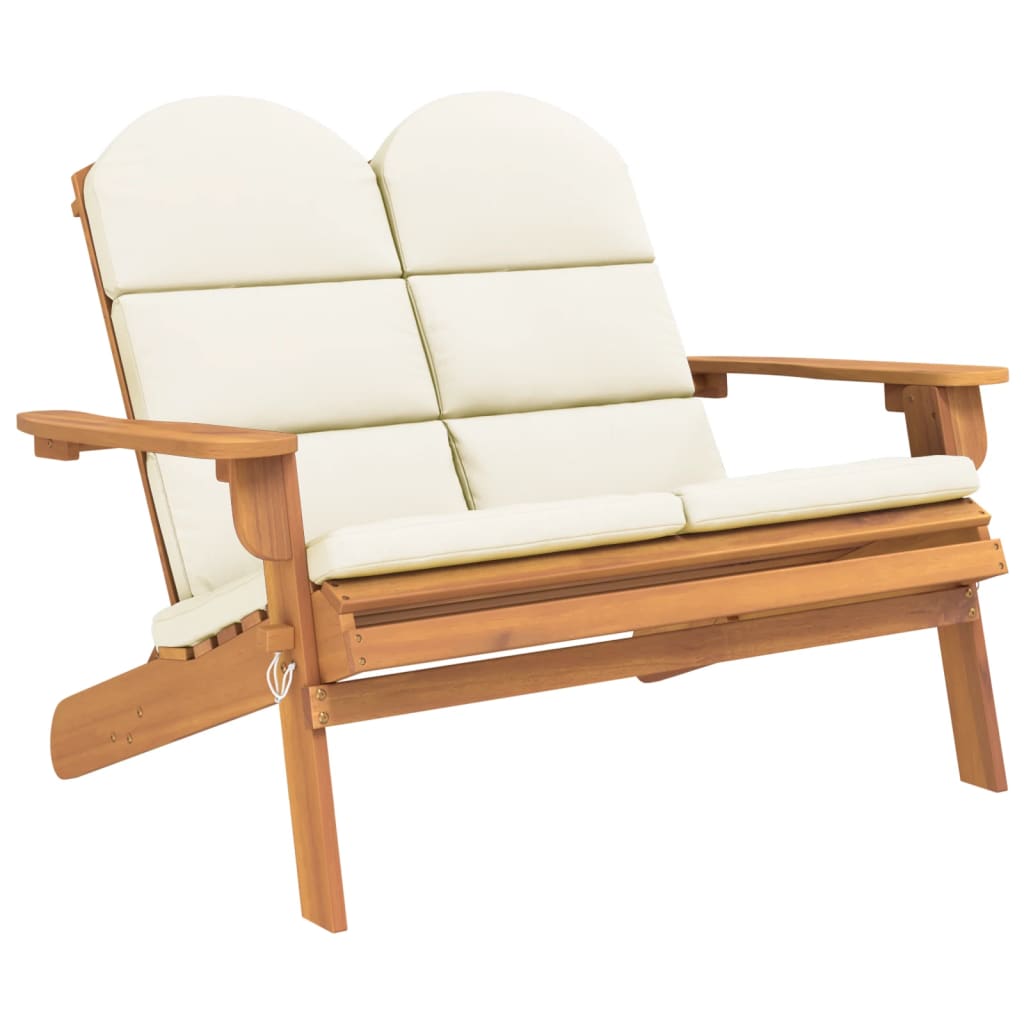 Garden Bench Natural Wood and Cream White
