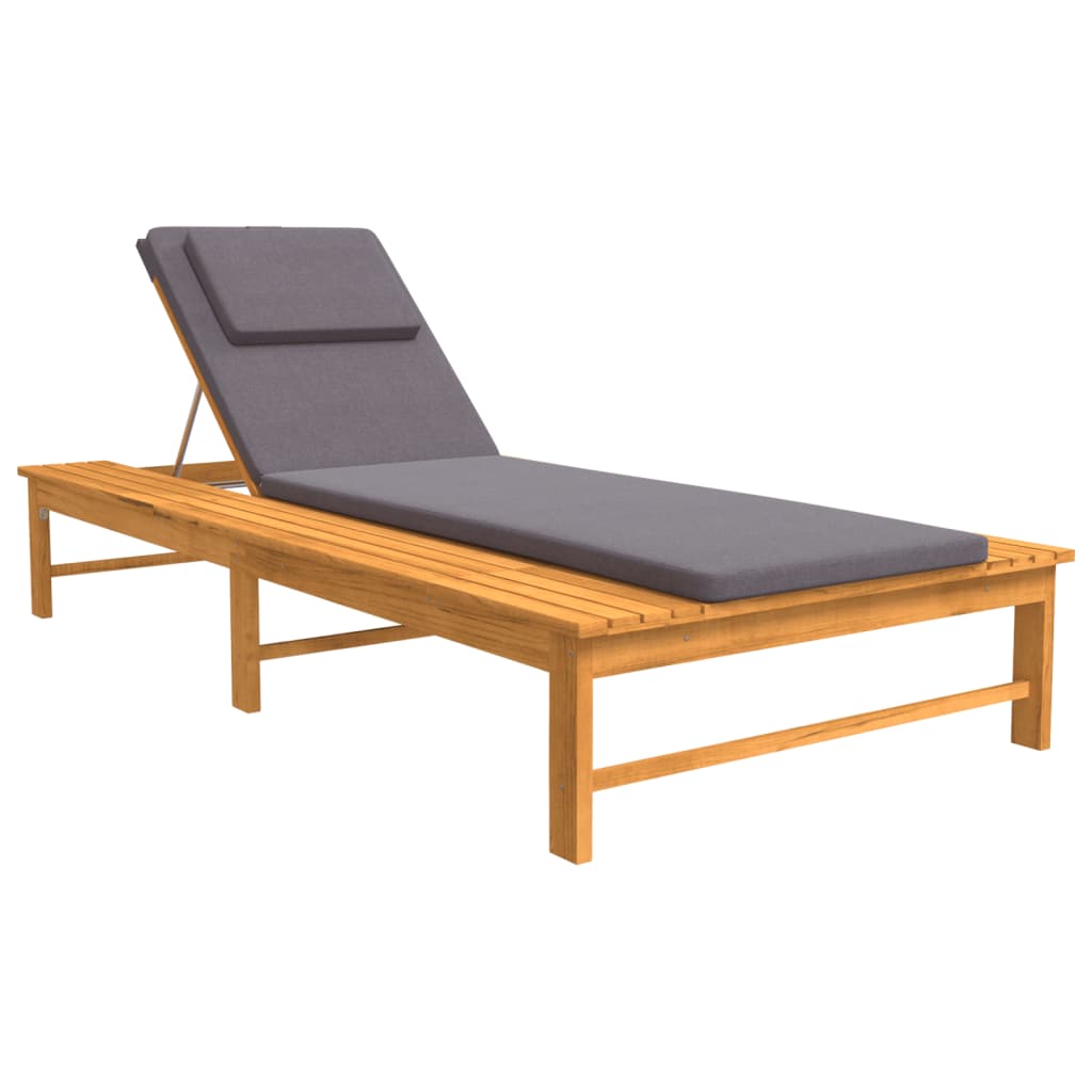 Sun Lounger Dark Grey Solid Acacia wood Standard