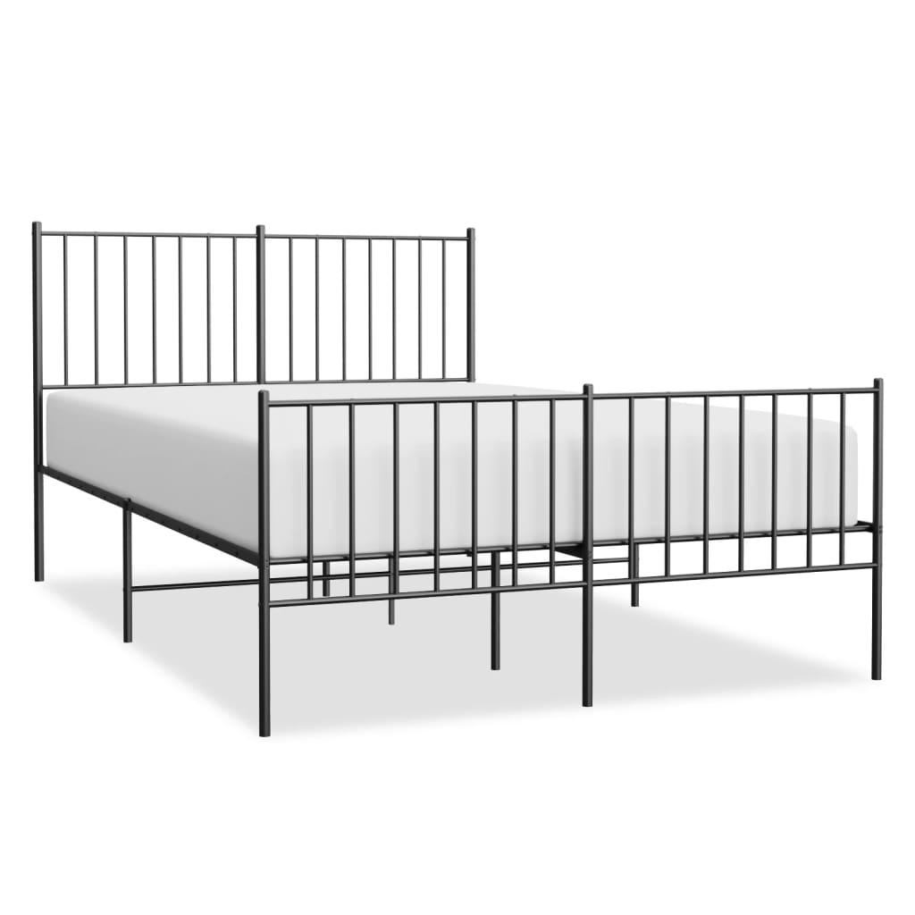 Bed Frame Black Powder-Coated Steel Small Double Bed Frame