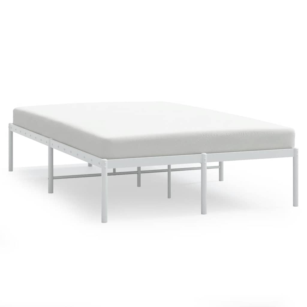 Bed Frame White Powder-Coated Steel Small Double Bed Frame