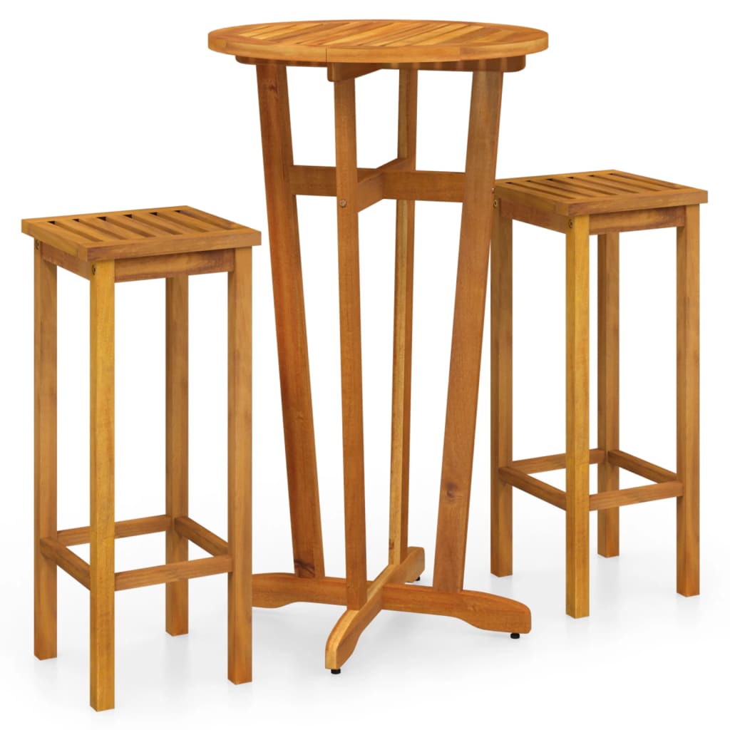 Garden Bar Set Brown Solid Acacia wood Medium Footrest